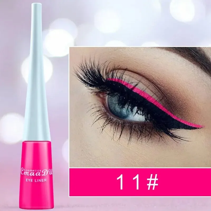 Flytonn- Matte Neon Liquid Eyeliner Pencil 12 Colors Waterproof Long Lasting Yellow Blue Green White Eyeliner Pen Eyes Makeup Cosmetics