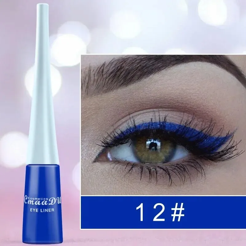 Flytonn- Matte Neon Liquid Eyeliner Pencil 12 Colors Waterproof Long Lasting Yellow Blue Green White Eyeliner Pen Eyes Makeup Cosmetics
