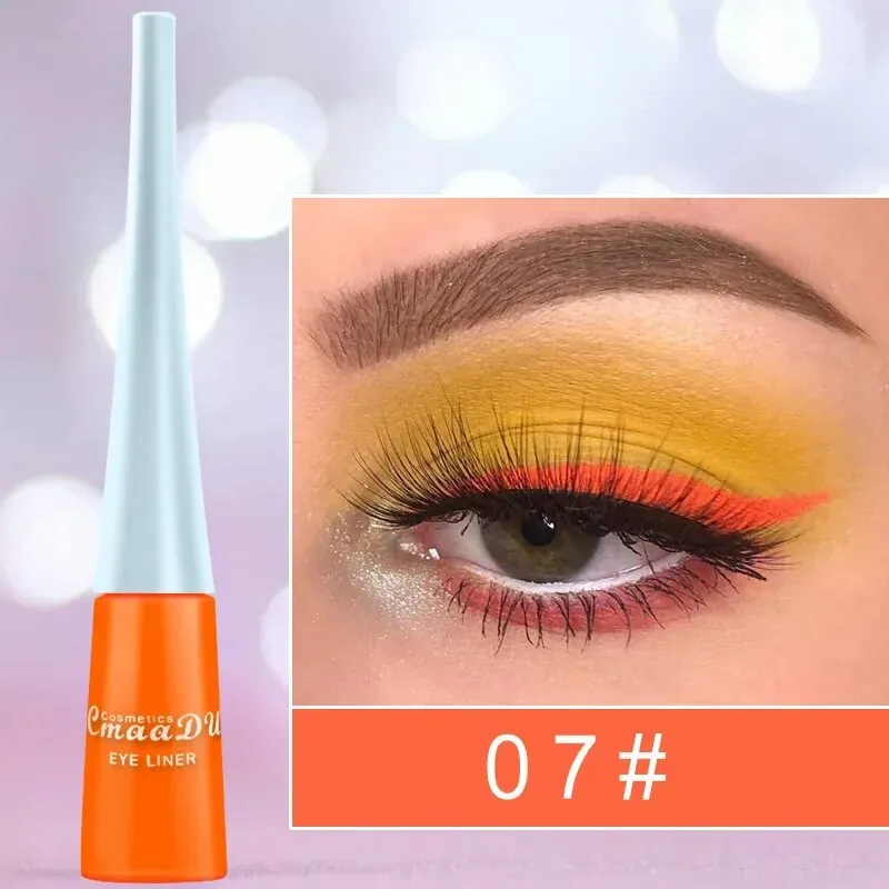Flytonn- Matte Neon Liquid Eyeliner Pencil 12 Colors Waterproof Long Lasting Yellow Blue Green White Eyeliner Pen Eyes Makeup Cosmetics
