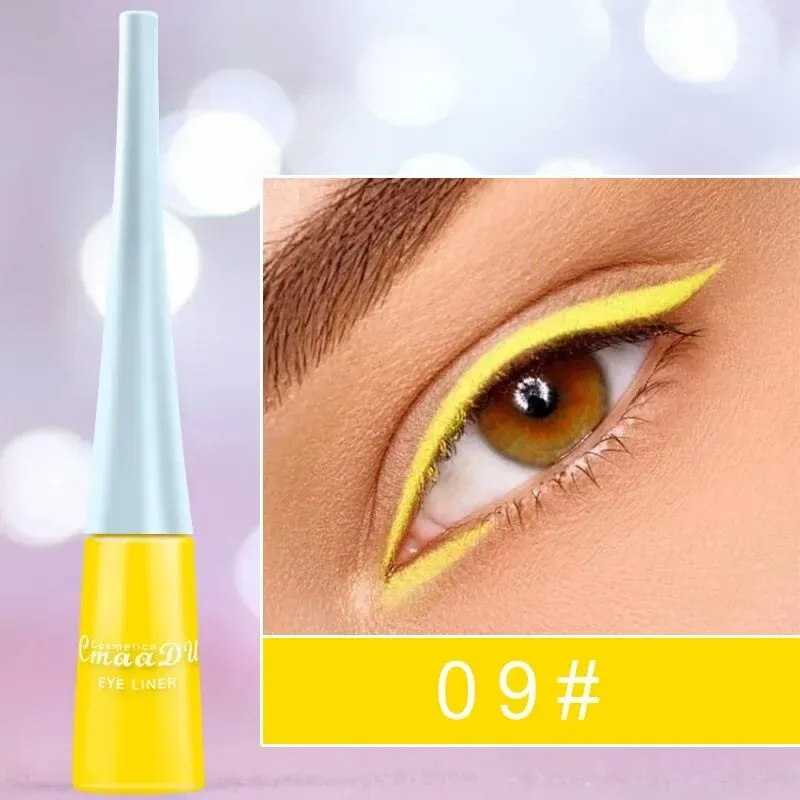 Flytonn- Matte Neon Liquid Eyeliner Pencil 12 Colors Waterproof Long Lasting Yellow Blue Green White Eyeliner Pen Eyes Makeup Cosmetics