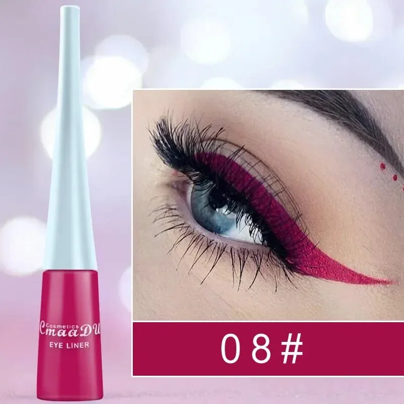 Flytonn- Matte Neon Liquid Eyeliner Pencil 12 Colors Waterproof Long Lasting Yellow Blue Green White Eyeliner Pen Eyes Makeup Cosmetics
