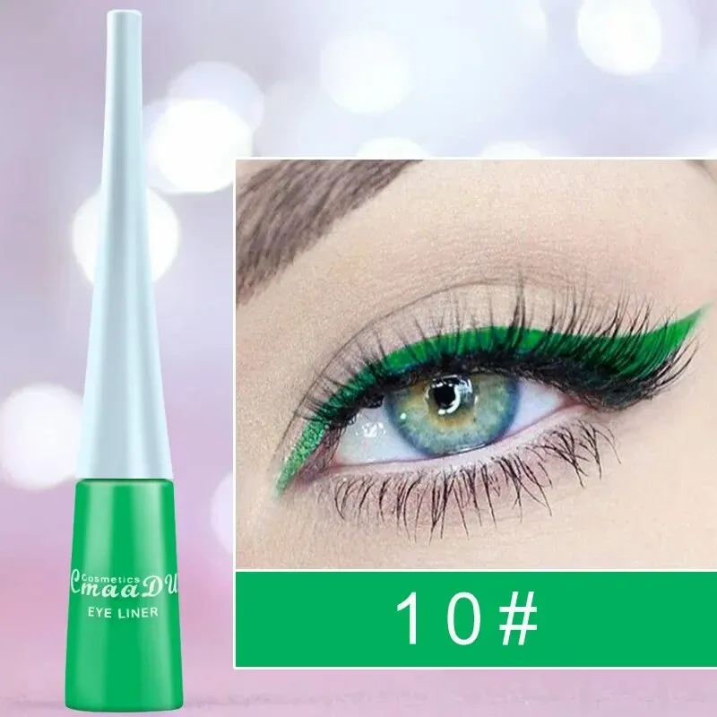 Flytonn- Matte Neon Liquid Eyeliner Pencil 12 Colors Waterproof Long Lasting Yellow Blue Green White Eyeliner Pen Eyes Makeup Cosmetics