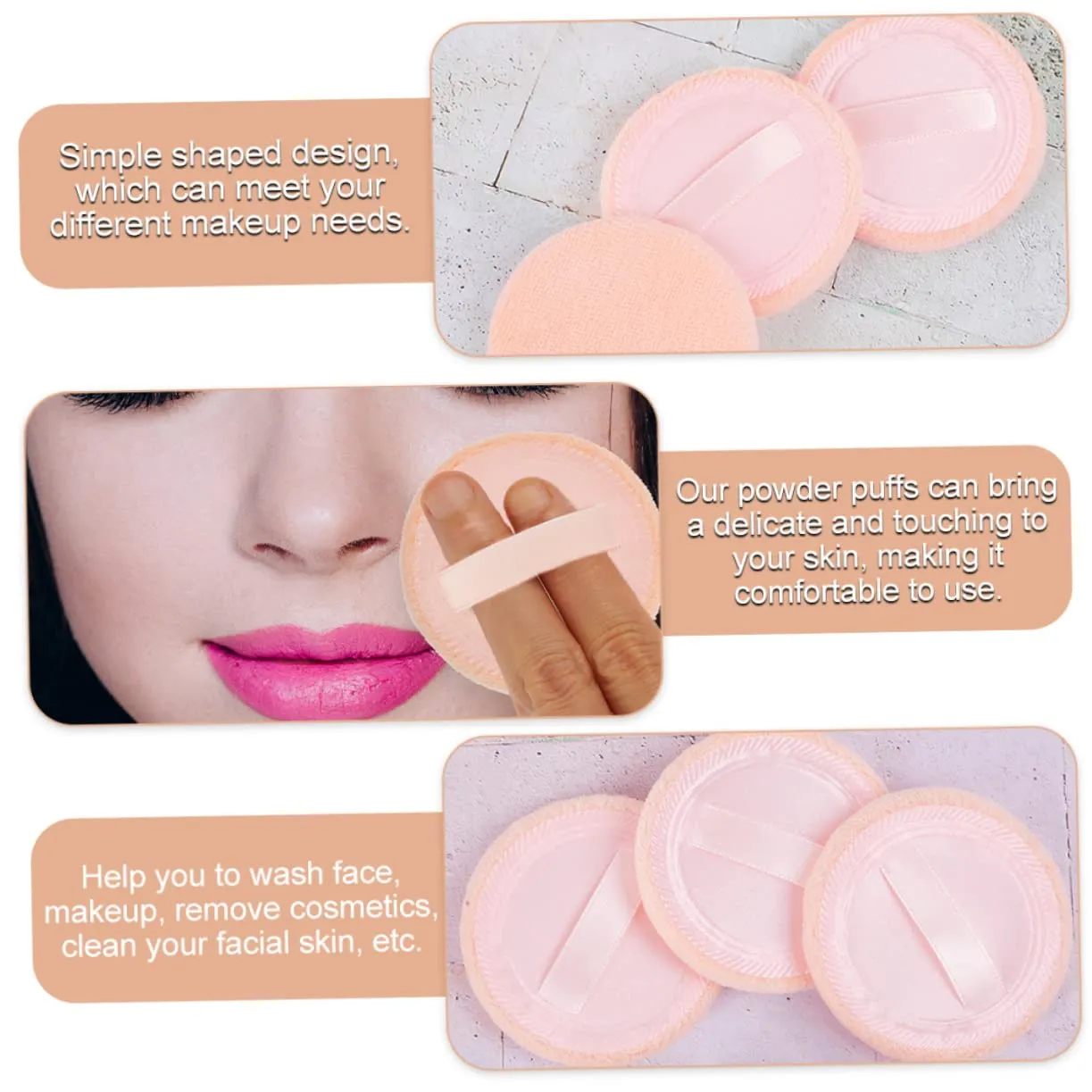 FRCOLOR 15pcs Velour Makeup Powder Puff Cosmetic Applicators for Finish Skin Friendly Washable for Womens Makeup Routine