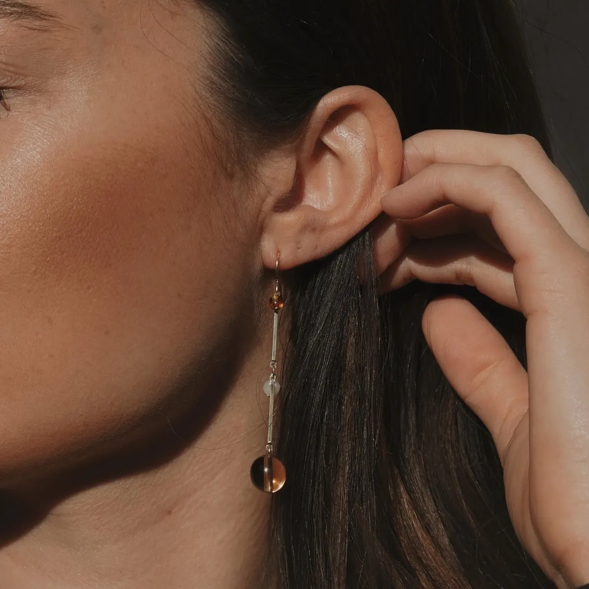 Fête Earrings I 2" Tan