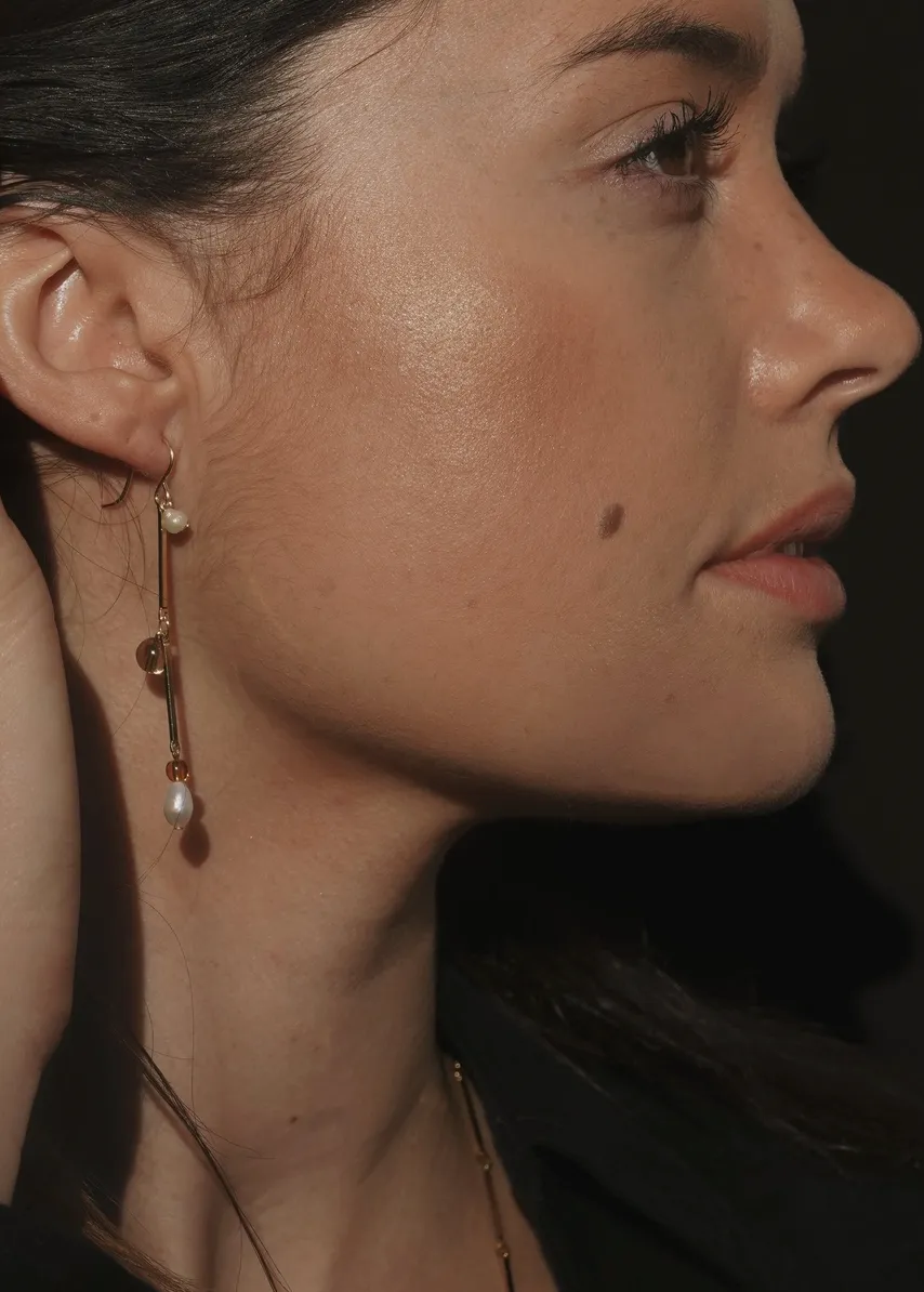 Fête Earrings I 2" Tan
