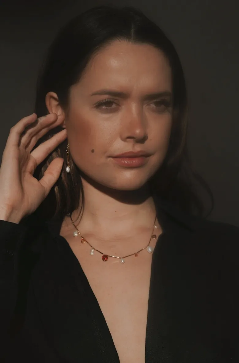 Fête Earrings I 2" Tan
