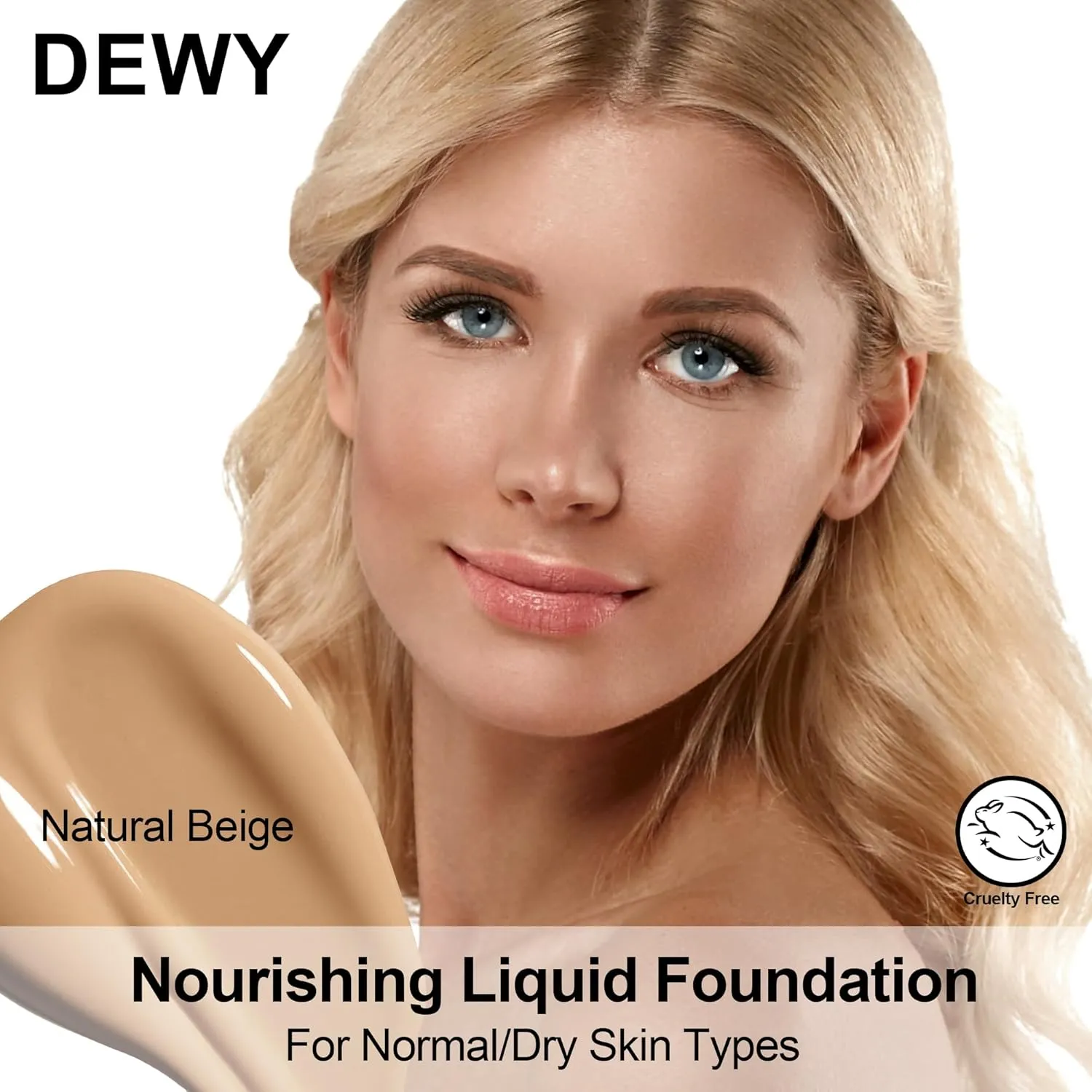 FV Waterproof Liquid Foundation, Dewy Finish Long Lasting Lightweight Medium Coverage Face Makeup for Normal & Dry Skin, Cruelty Free, Natural Beige, 30ml