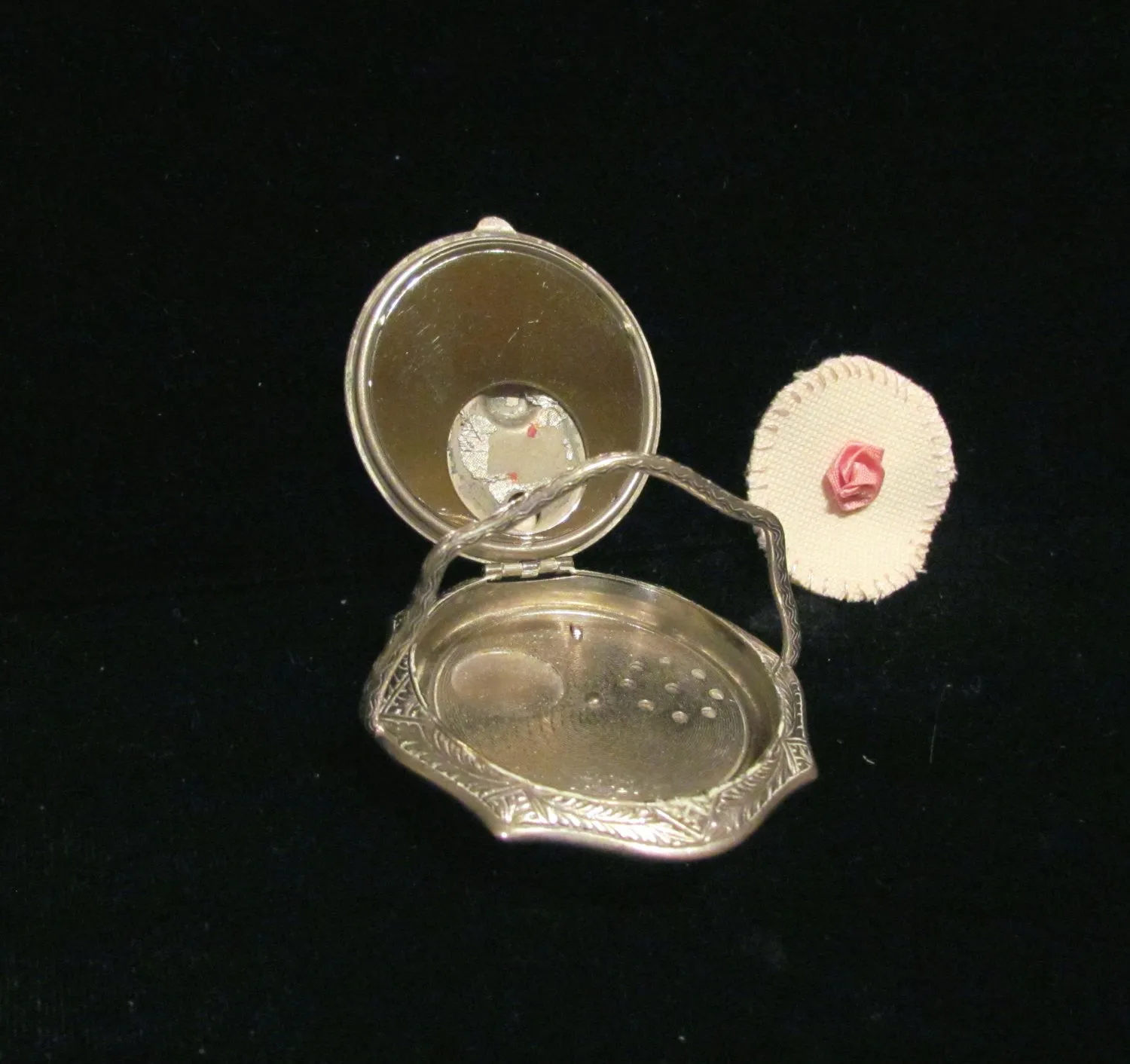 Guilloche Powder Compact Art Deco Silver Powder Rouge Compact