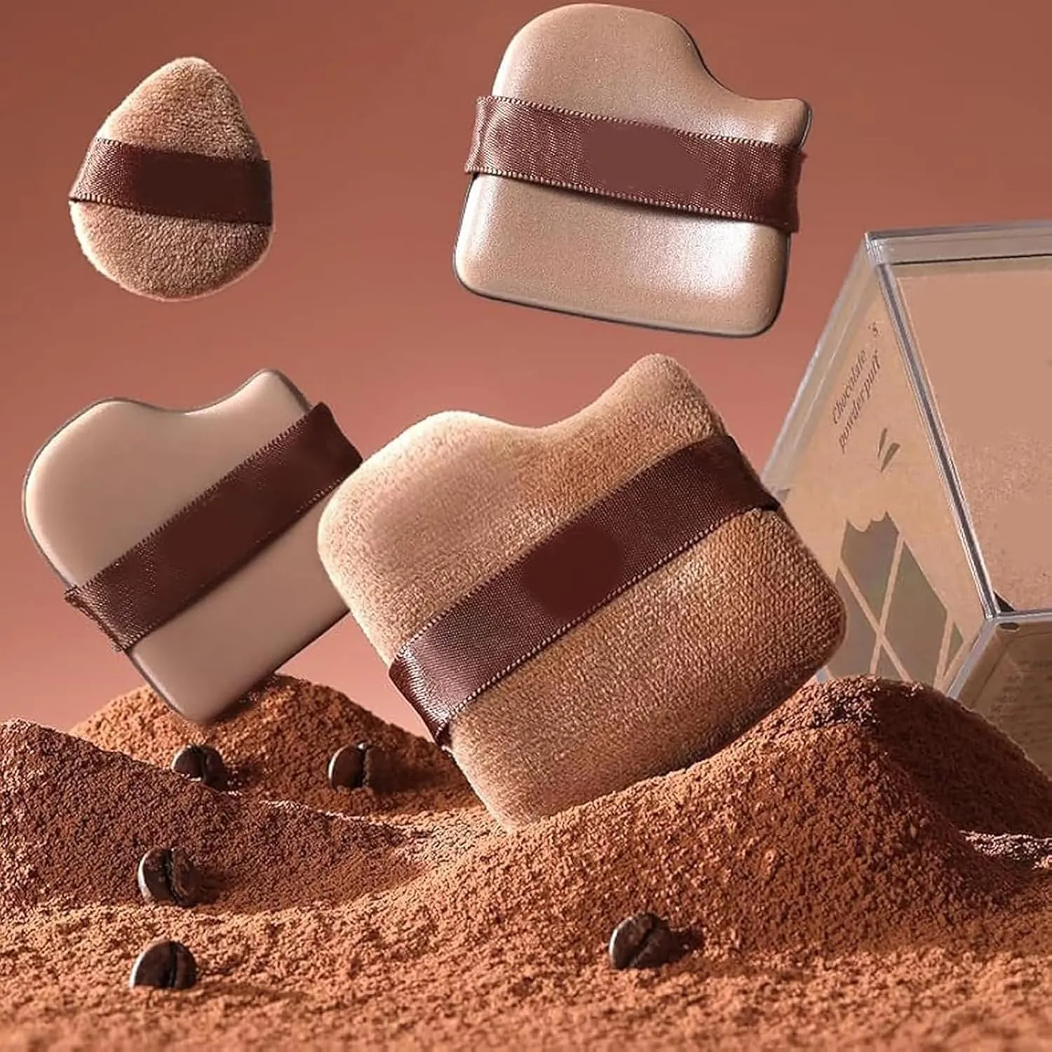 Guo Xiao Niu Makeup Puff, Chocolate Biscuit Powder Puff, 6 PCS Foundation Sponge, Powder Puff, Makeup Sponge, Cushion, Soft Long-Lasting and Beginner-Friendly, Wet and Dry (2sets)