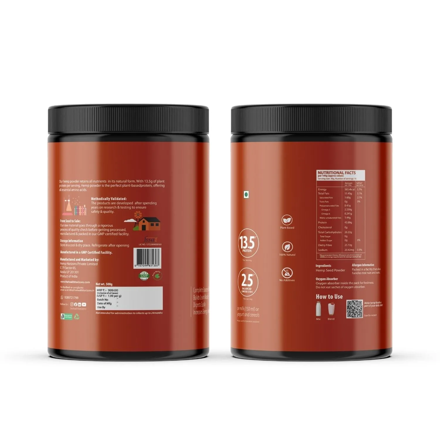 Health Horizons Hemp Protein Powder (500g)
