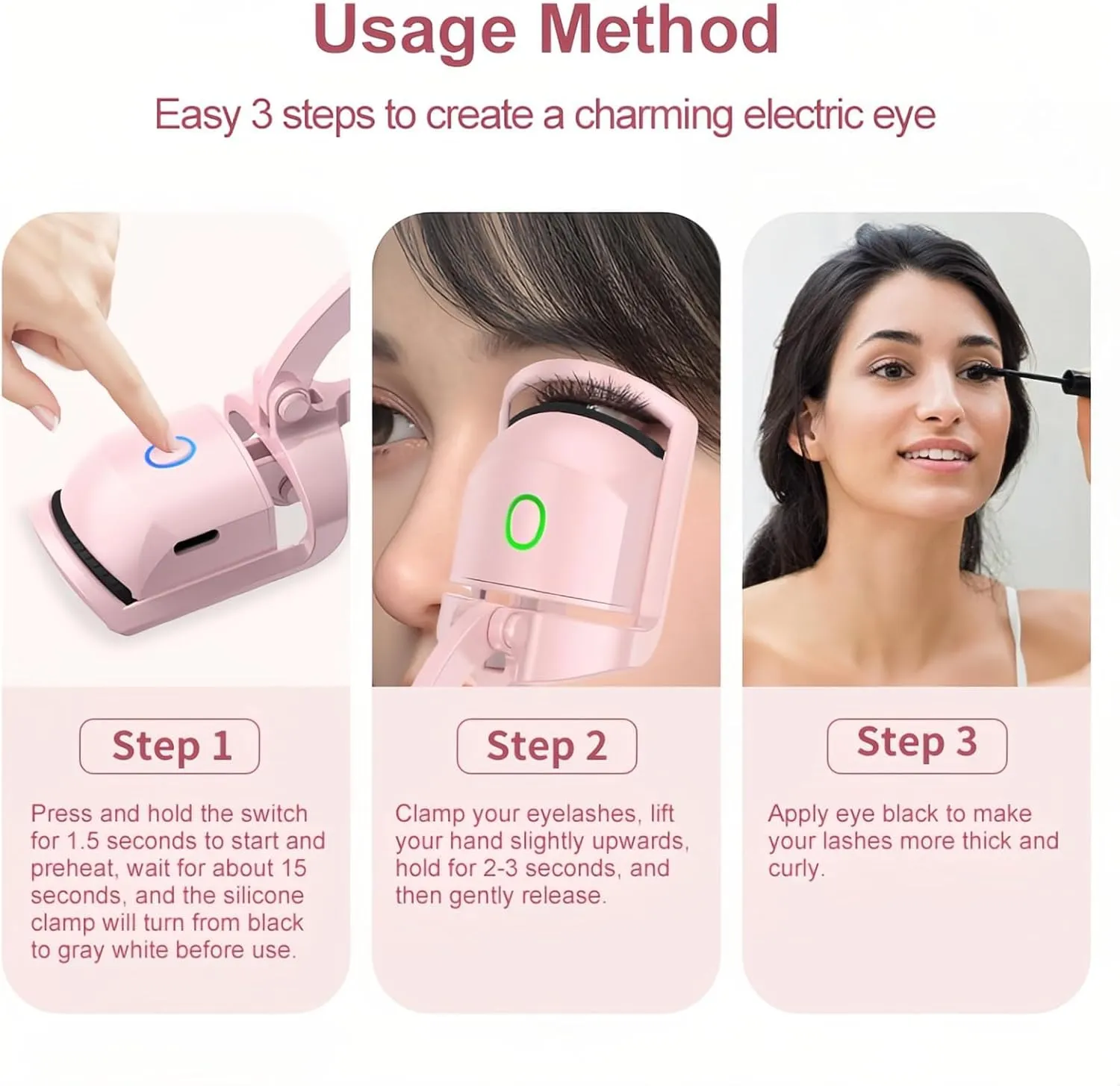 Heated Eyelash Curler Medaduo Electric Rechargeable Eyelash Curlers