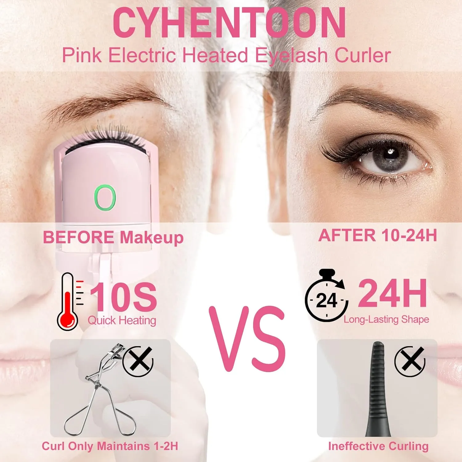 Heated Eyelash Curler Medaduo Electric Rechargeable Eyelash Curlers
