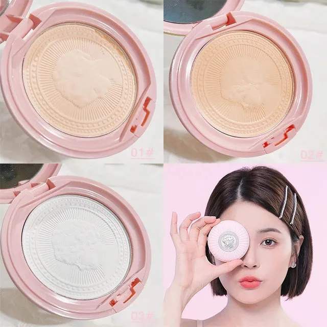 HOJO Embossed Feather Soft Honey Powder Cake Light Delicate Concealer Oil Control Makeup Invisible Pores Lasting Face Makeup