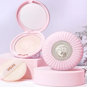 HOJO Embossed Feather Soft Honey Powder Cake Light Delicate Concealer Oil Control Makeup Invisible Pores Lasting Face Makeup