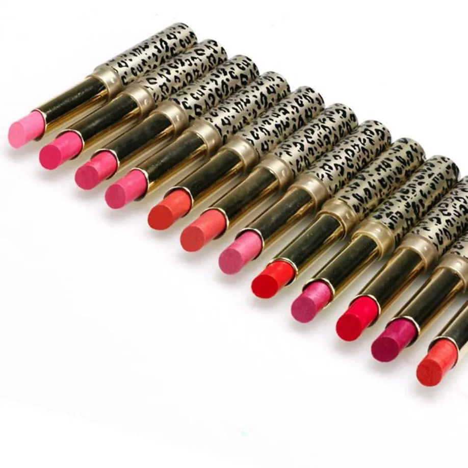 Hot Fashion 12PCS/Set Lipstick Lipsticks Easy to Wear Lip Stain Makeup Lot Leopard Matte Shimmer Moisturizing Lip Stick Beauty