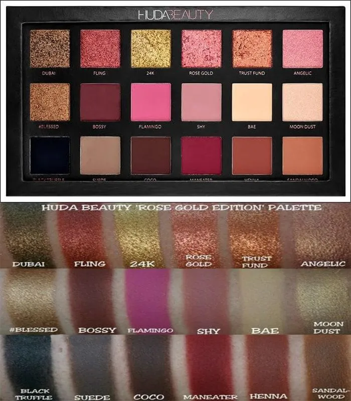Huda Beauty Eyeshadow Rose Gold Palette - 18 colors