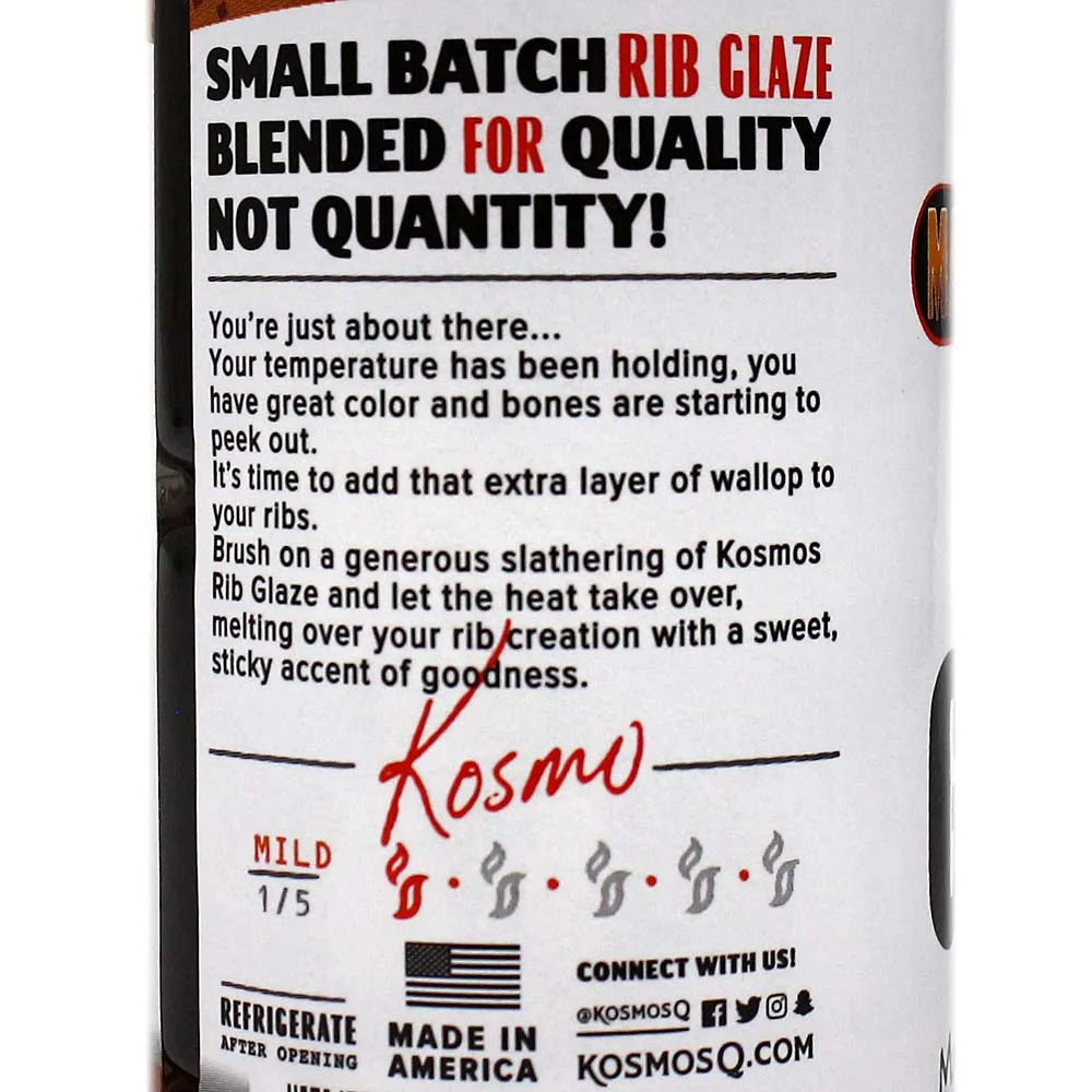Kosmos Q Maple Bourbon Rib Glaze BBQ Sauce 16 Oz Bottle KOS-MAPB-GLAZE