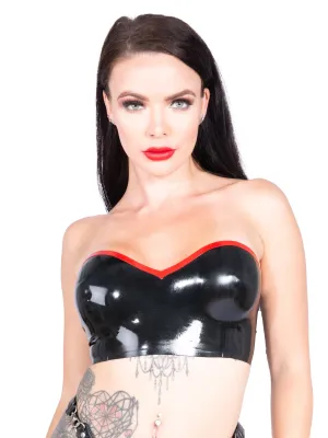 Latex Bandeau Bra With Red Trim
