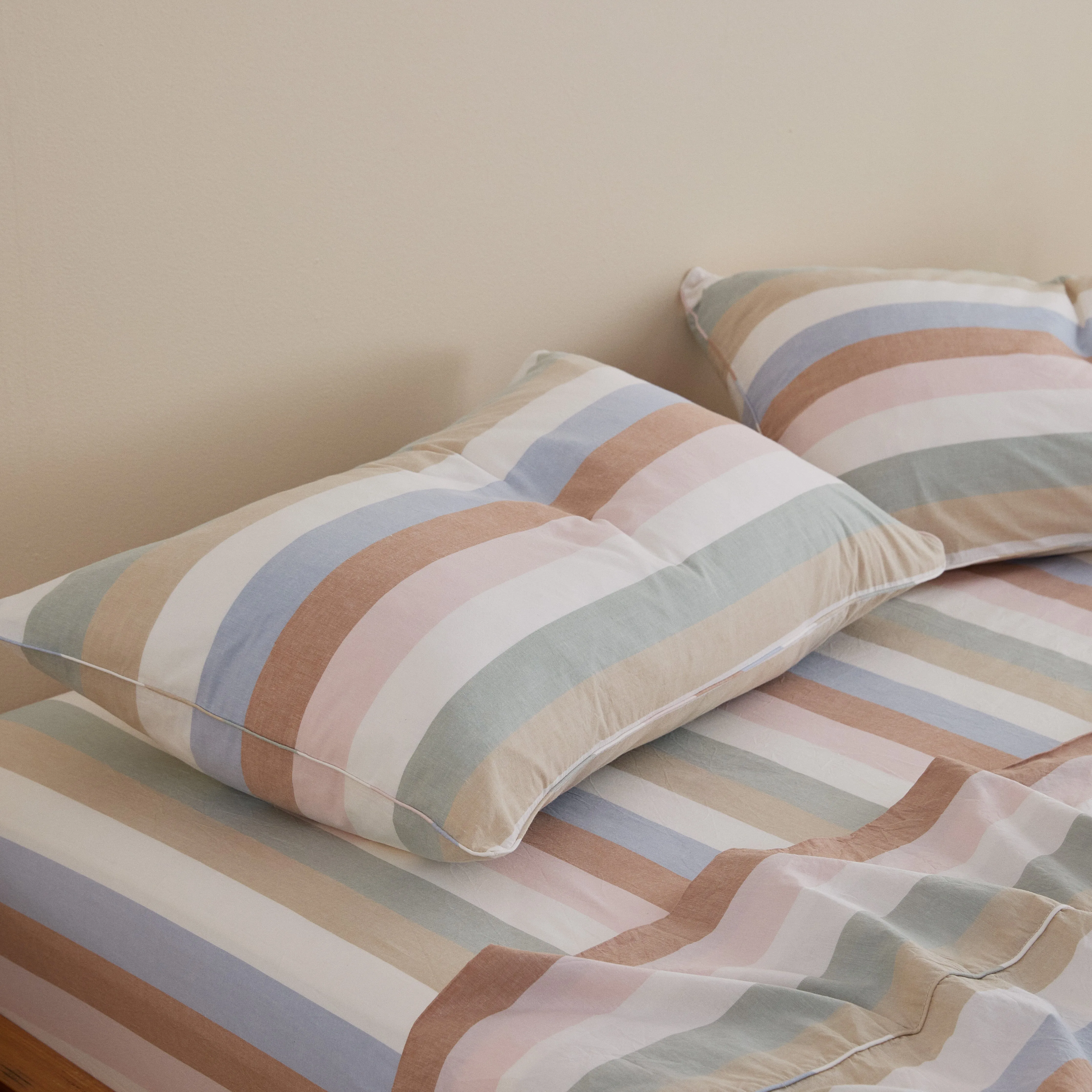 Leo Washed Cotton - Sunny Stripe Bed Sheets