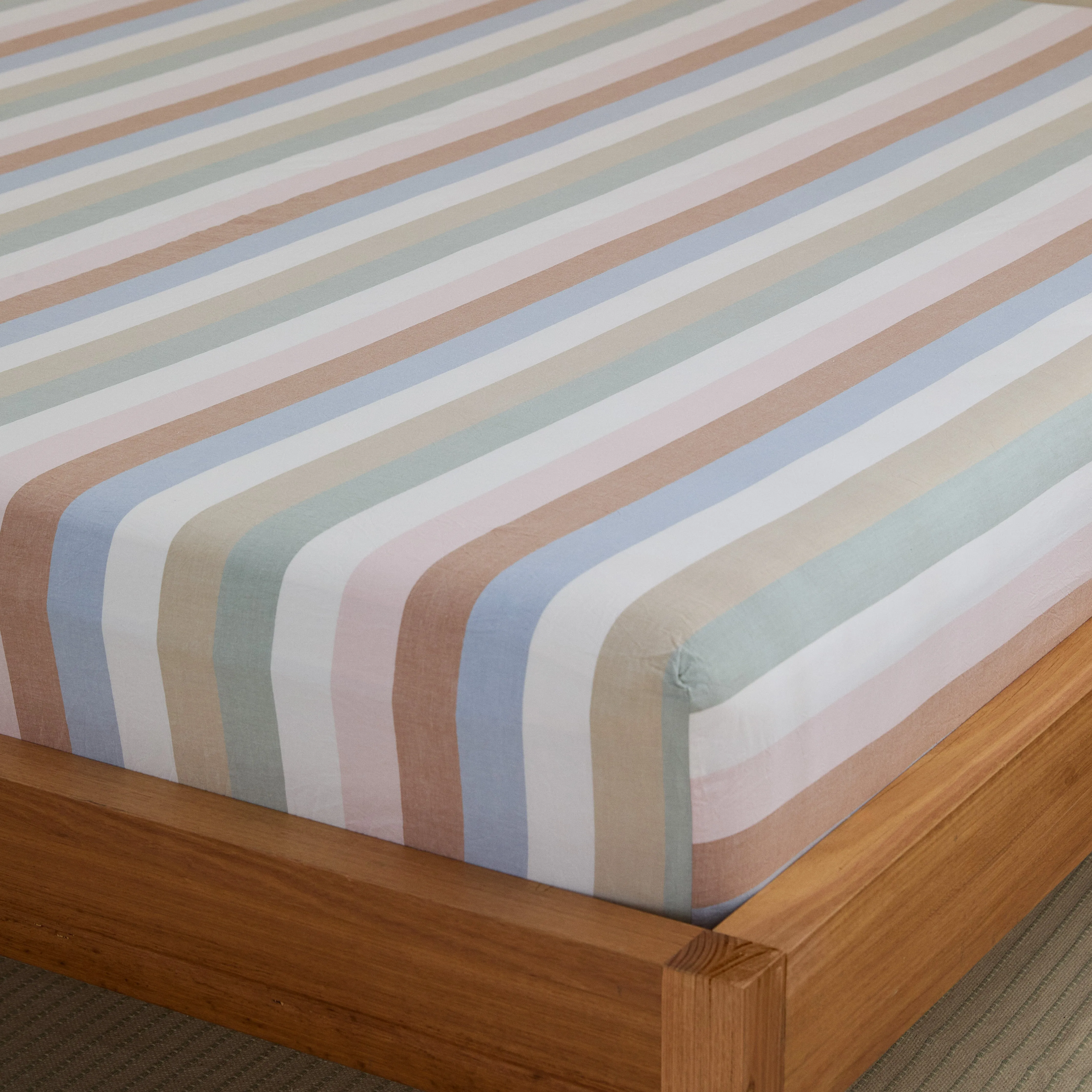 Leo Washed Cotton - Sunny Stripe Bed Sheets