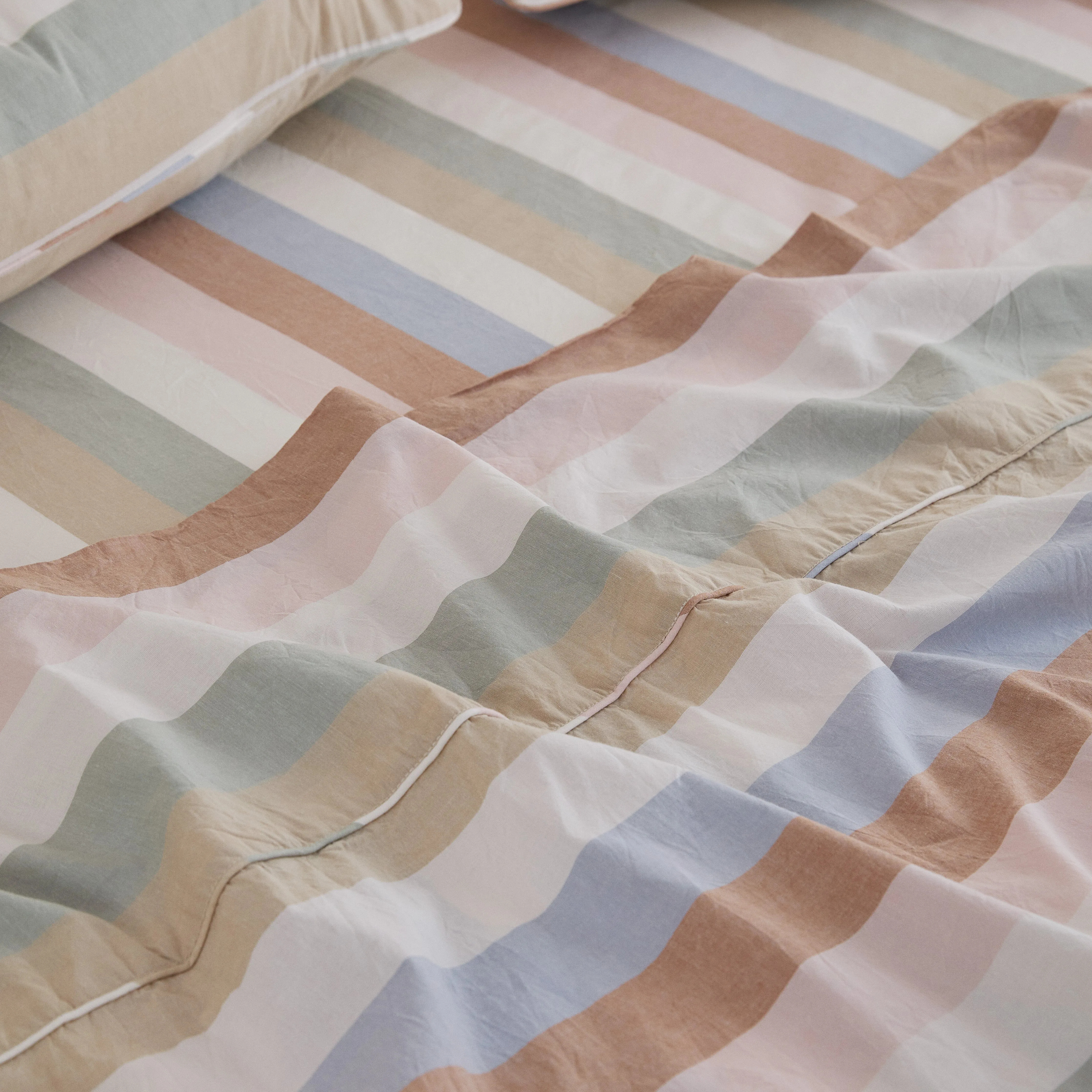 Leo Washed Cotton - Sunny Stripe Bed Sheets