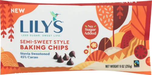 Lily's Sweets - Chocolate Baking Chips Semi-Sweet, 9 Oz - Pack Of 12