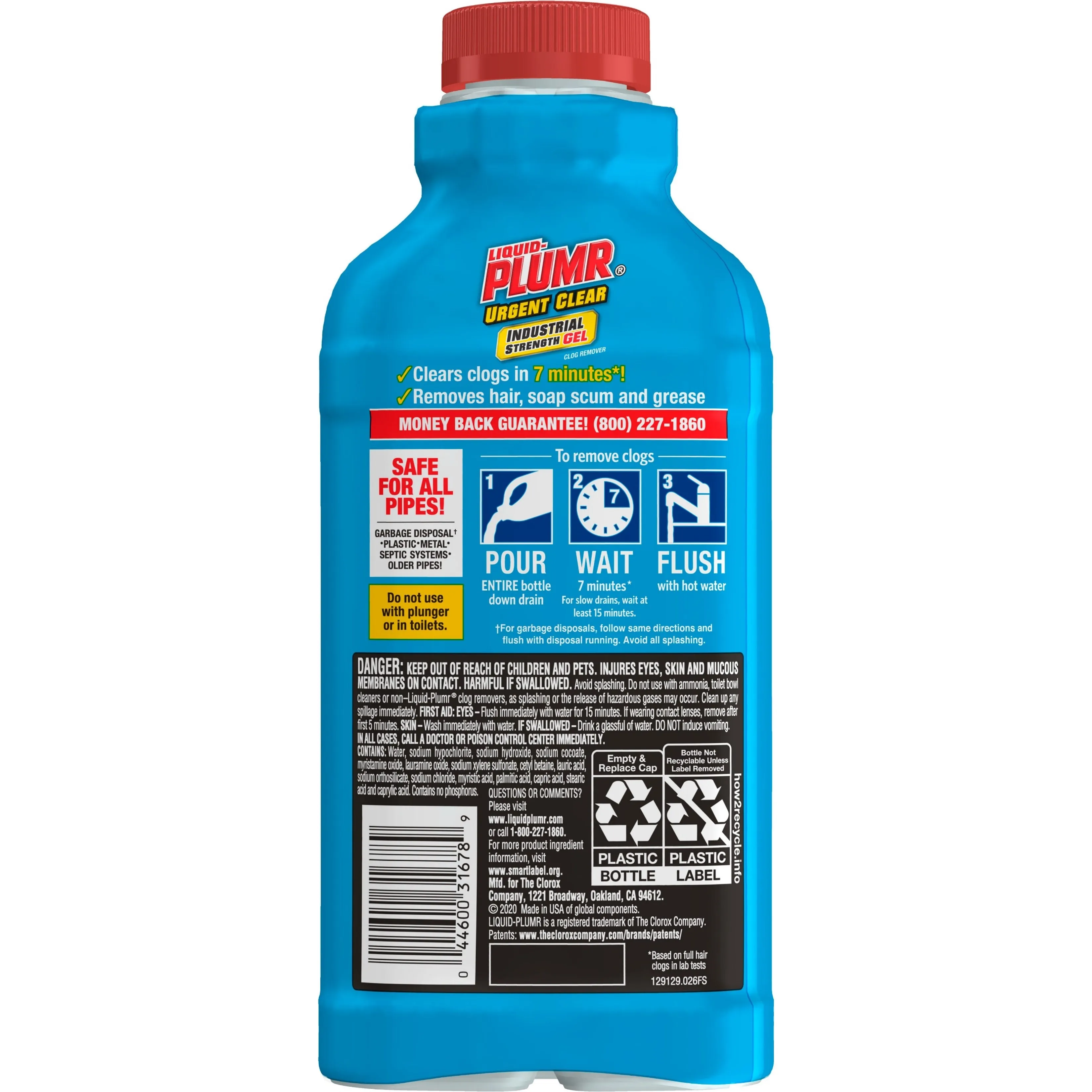 Liquid-Plumr Urgent Clear Industrial Strength Gel Liquid Drain Cleaner - 17oz/6pk