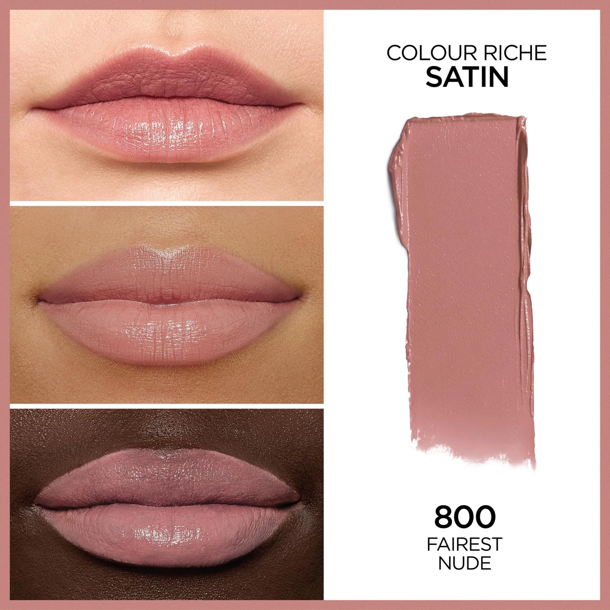 L’Oréal Paris Colour Riche Original Satin Lipstick, Hydrating Formula with Vitamin E & Argan Oil, Fairest Nude, 0.13 oz.