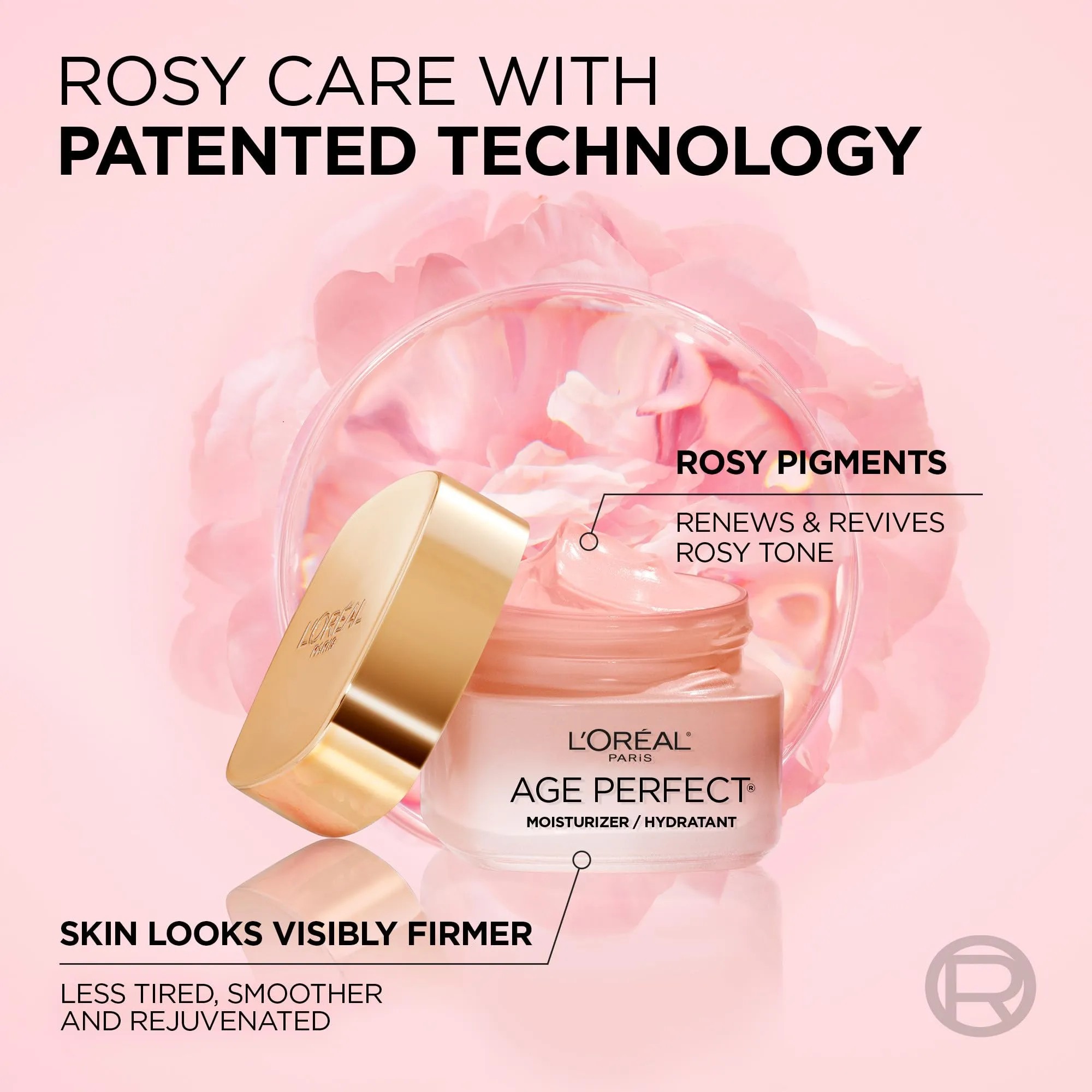L’Oréal Paris Day Face Moisturizer Cream, Age Perfect Rosy Tone, with LHA & Imperial Peony Extract, For Mature Skin Skincare, 50 ml