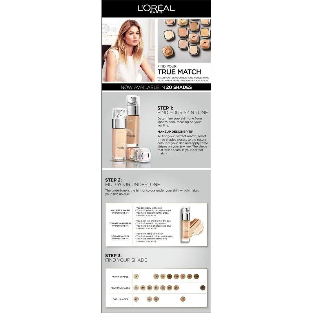 L'Oreal True Match Liquid Foundation 1.W Golden Ivory