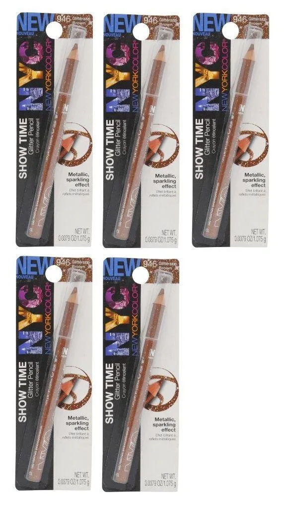 Lot Of 5 - N.y.c. / Nyc Showtime Glitter Pencil #946 Glitter Brown