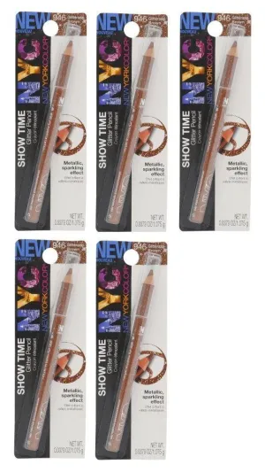 Lot Of 5 - N.y.c. / Nyc Showtime Glitter Pencil #946 Glitter Brown