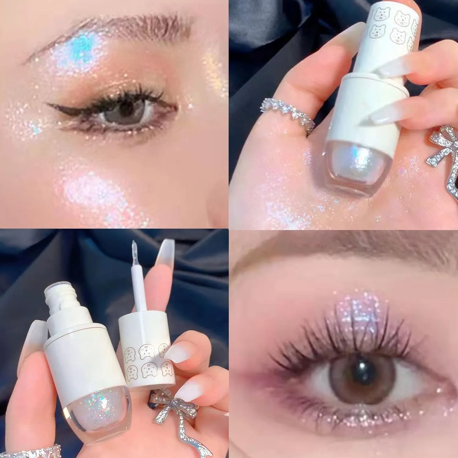 Love for Makeup Erinde Liquid Glitter Eyeshadow Eyeliner Korean Makeup Tear Drop Metallic Lightweight Water Texture Long Wearing Loose Glitter Glue For Crystals Eye Glitter Christ 10ml Bling Brush