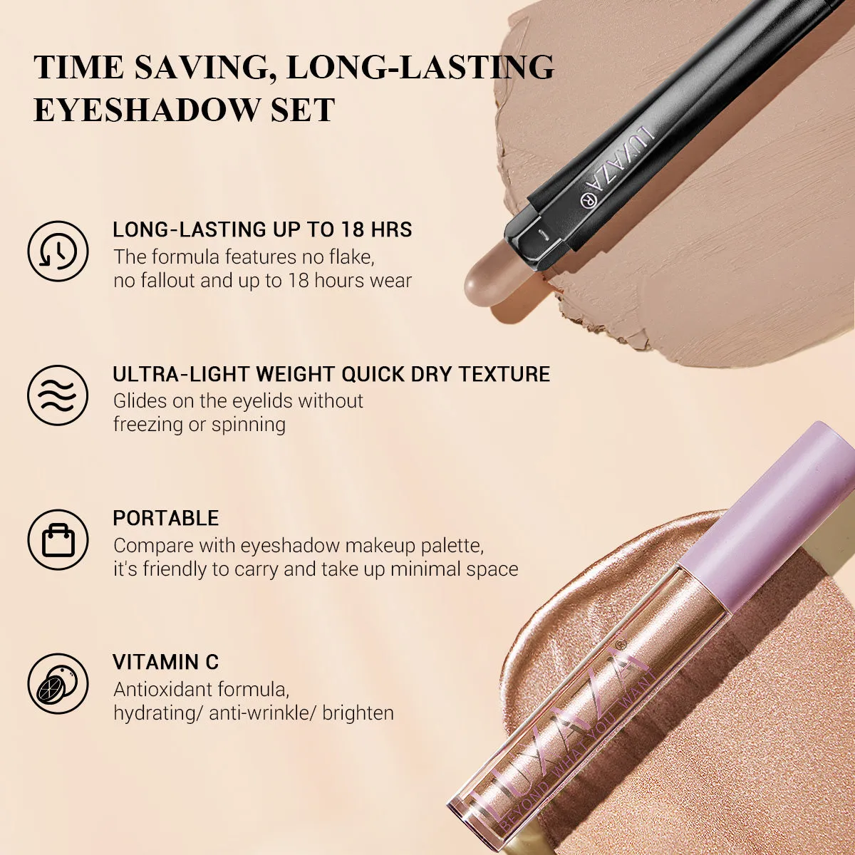 Magic Color Eyeshadow Set（2pcs）-05-Champagne And Beige