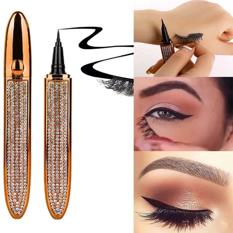 Magic Self Adhesive Lashes Eyeliner Long Lasting/ No Glue Non Blooming Quick Drying Eyelashes Sticking  Eye liner Pencil 6 color