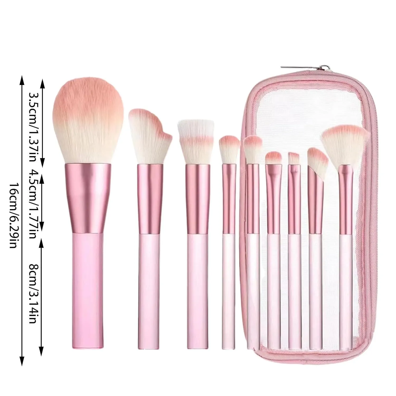 Makeup Brush Set with Organizer Bag, 9 Pcs Synthetic Professional Foundation Brush,Blending Eyeliner Contour Eyeshadow Powder Concealer Brushes,Gifts for Women