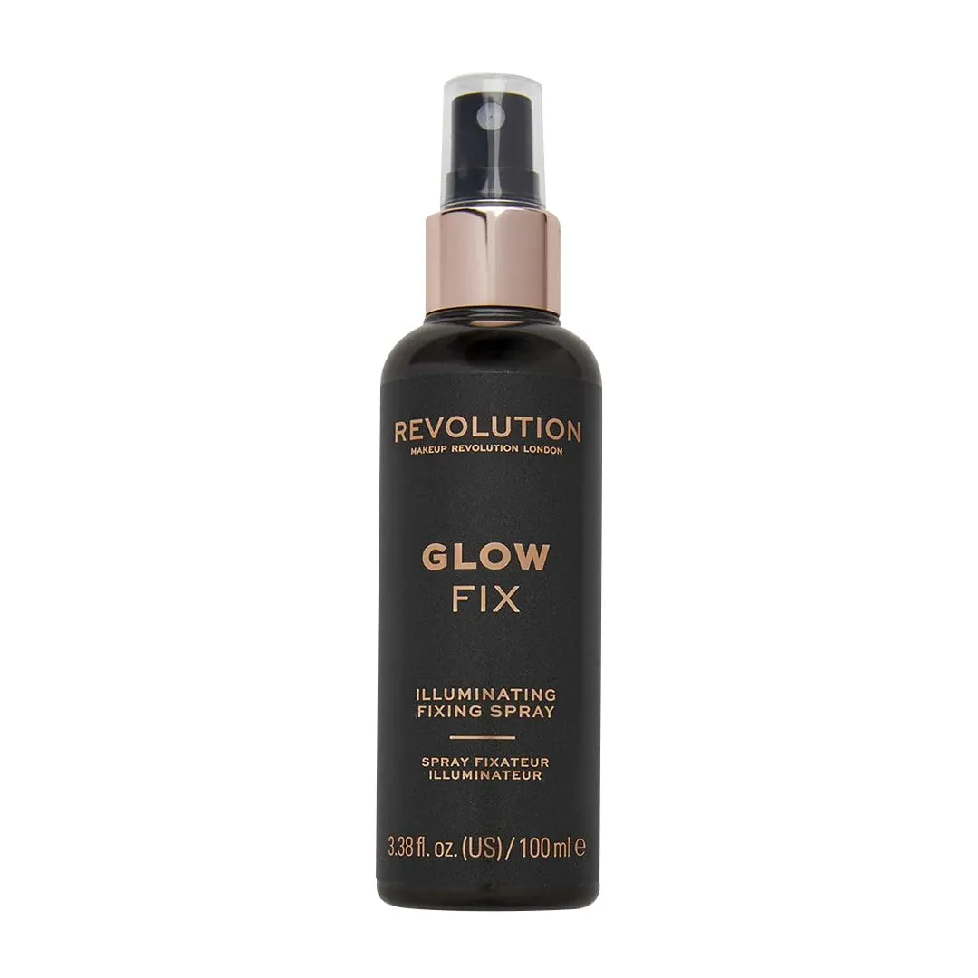 Makeup Revolution, Glow Fix Illuminating Fixing Spray, Glow Finish, Hydrating & Brightening Setting Spray for Face, Vegan & Cruelty-Free, 3.38fl.oz