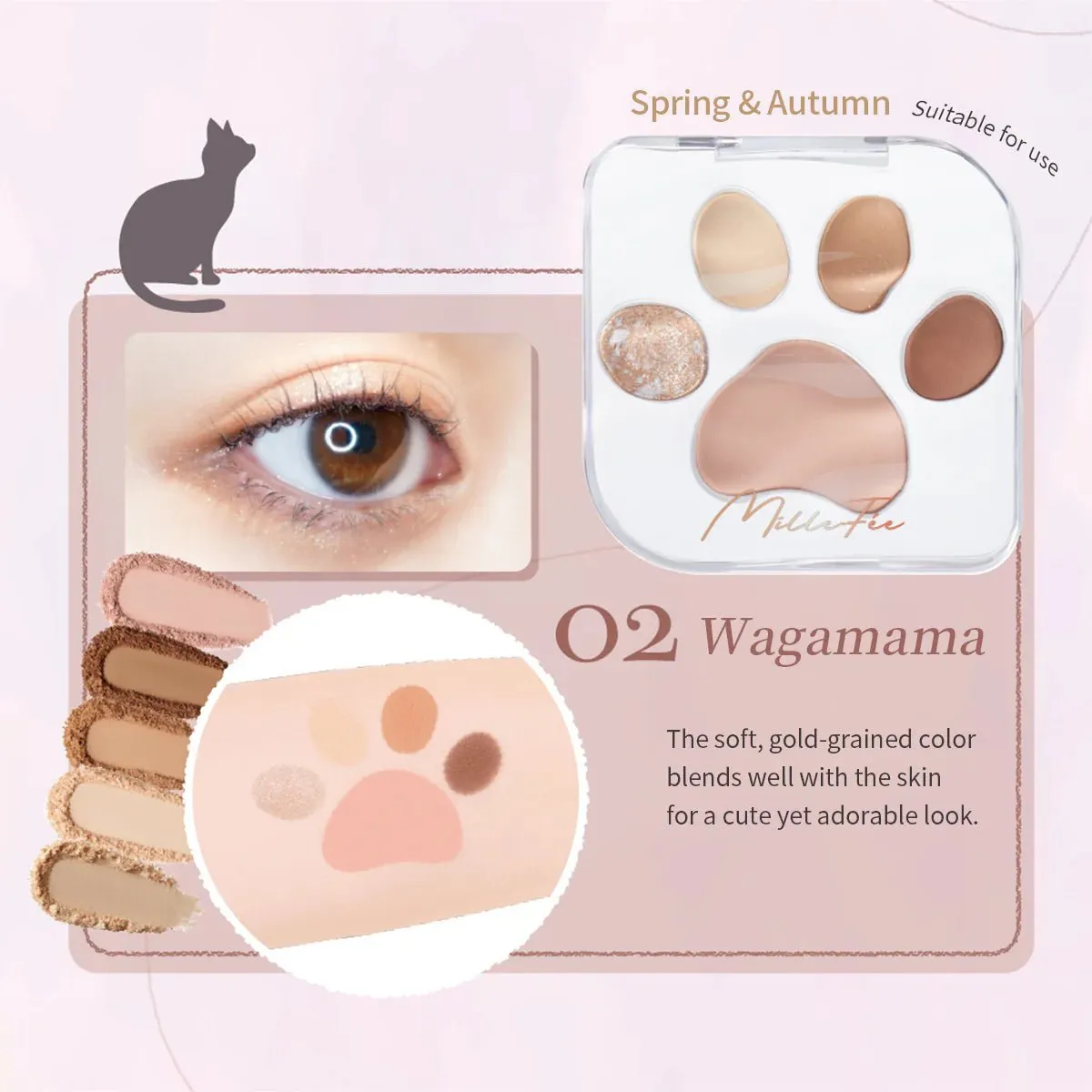 MILLEFEE Meow Paws Eyeshadow Palette - 02 Wagamama