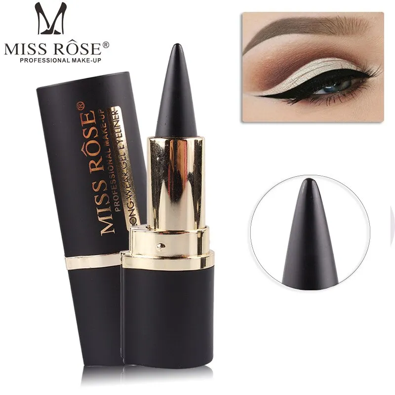 Miss Rose Black Gel Eyeliner Stick Smooth Easywear Eyes Makeup Waterproof Long Lasting Women Beauty Eye Liner Pen Maquiagem