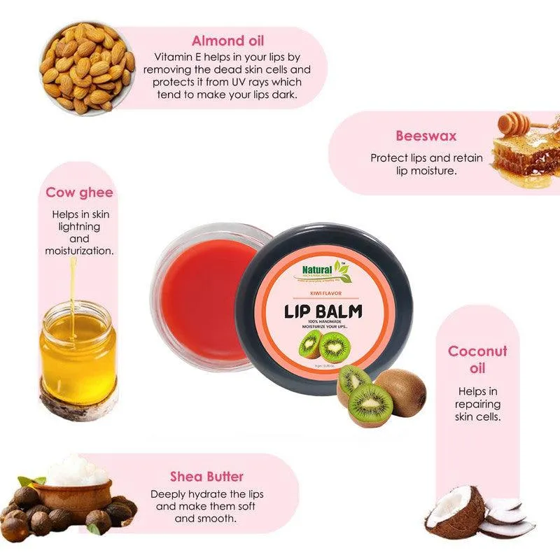 Natural Health and Herbal products Tropical Twist Lip Balm: Kiwi Flavor in a Vibrant Orange Tinted Natural 12 Hrs Miniaturization, Long Lasting, Romantic, Kissable, Smooth Enriched, Lip Care- 8g