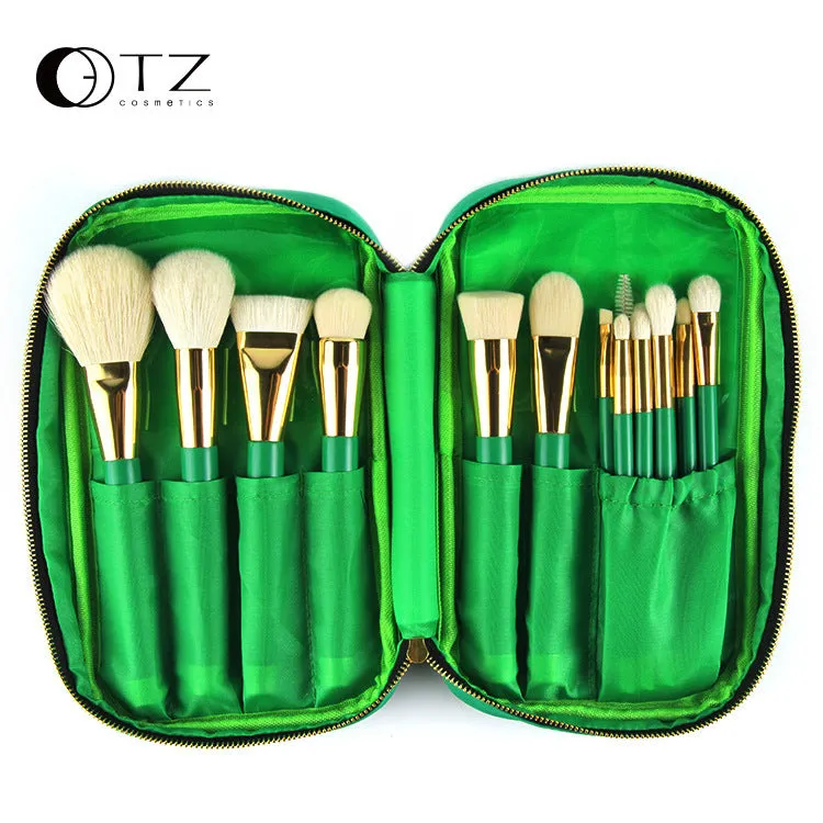 New 15PCS Makeup Brushes Foundation Powder Blush Eyeshadow Make Up Brushes Green Makeup Brush Set With Bag