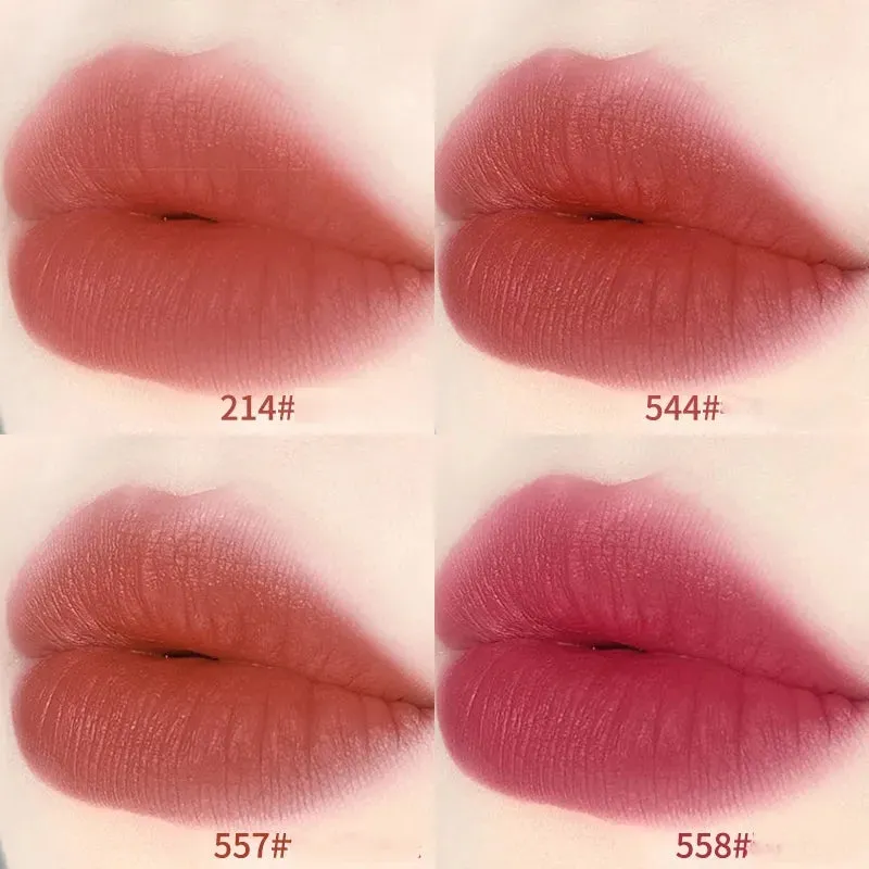 NOVO Kawaii Mushroom Lip Gloss Matte Liquid Lipstick Waterproof and 24 hour Lip Glaze Red Lip Tint Korean Cosmetics