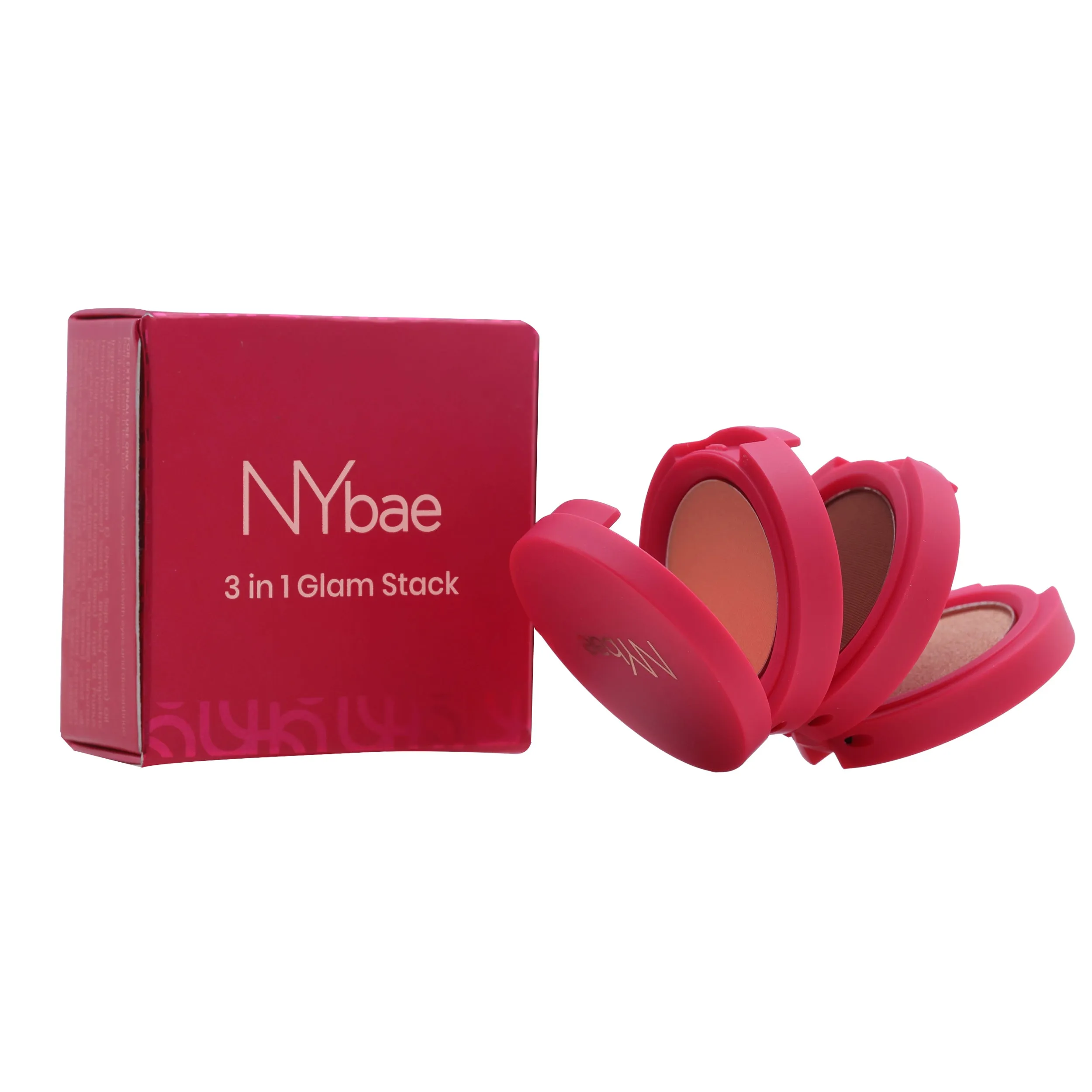 NY Bae 3 in 1 Glam Stack | Blusher and Highlighter | Bronzer | Lip and Cheek Tint | Face Palette | Korean Beauty | Eyeshadow Palette | Makeup Kit - Coral Carnival 03