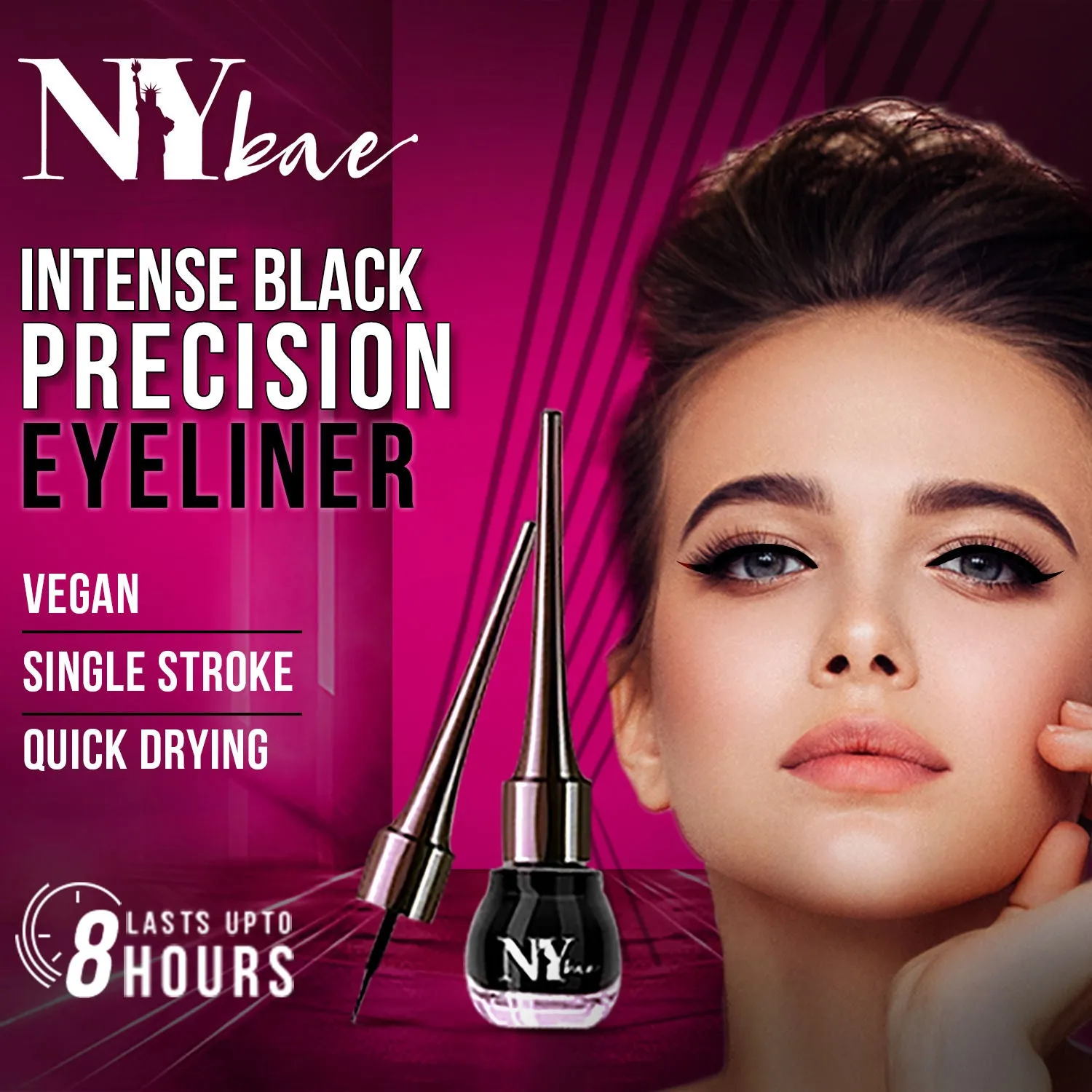 NY Bae Ellis Eyeland | Liquid Eyeliner | Black Matte | Intense | Smudge Proof | Waterproof (6 ml)