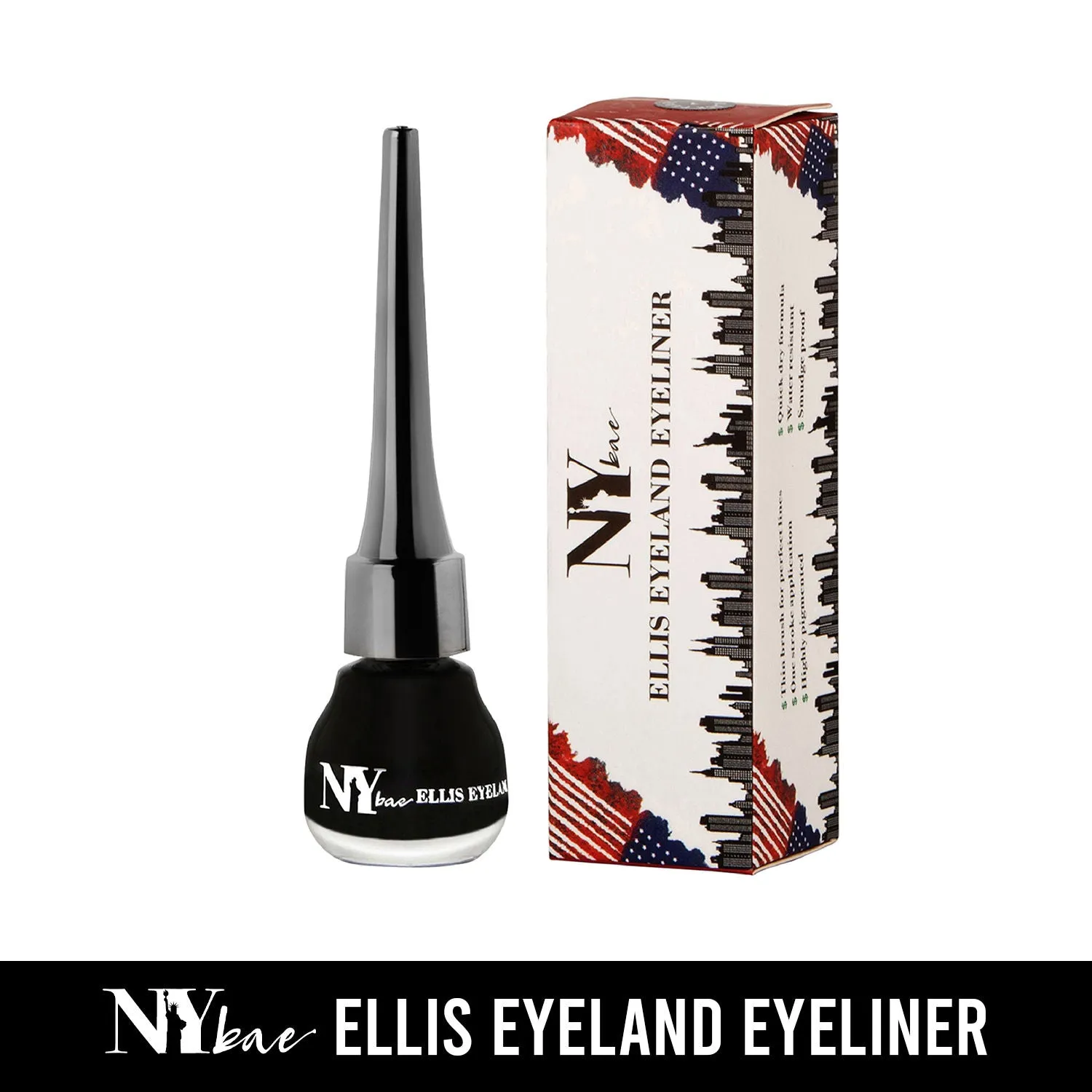 NY Bae Ellis Eyeland | Liquid Eyeliner | Black Matte | Intense | Smudge Proof | Waterproof (6 ml)