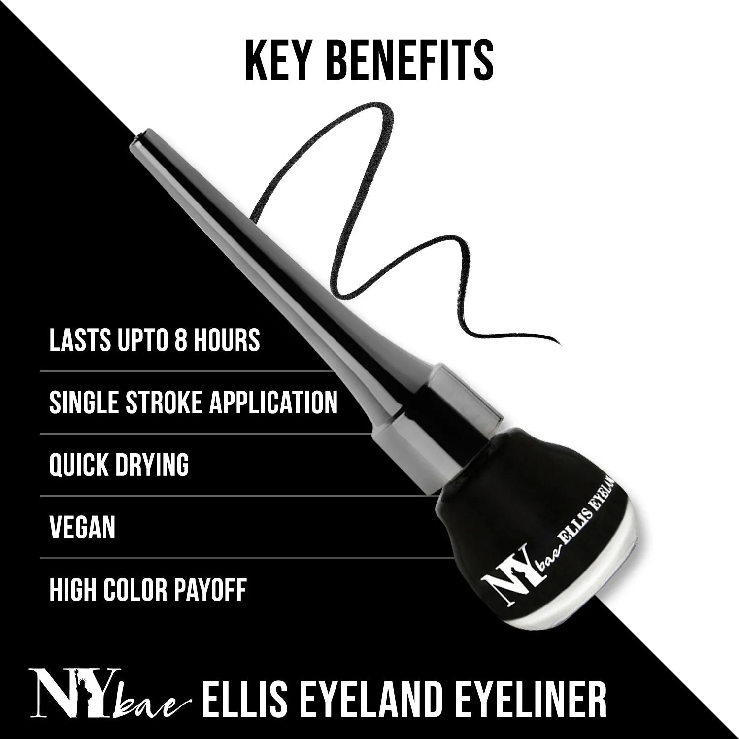 NY Bae Ellis Eyeland | Liquid Eyeliner | Black Matte | Intense | Smudge Proof | Waterproof (6 ml)