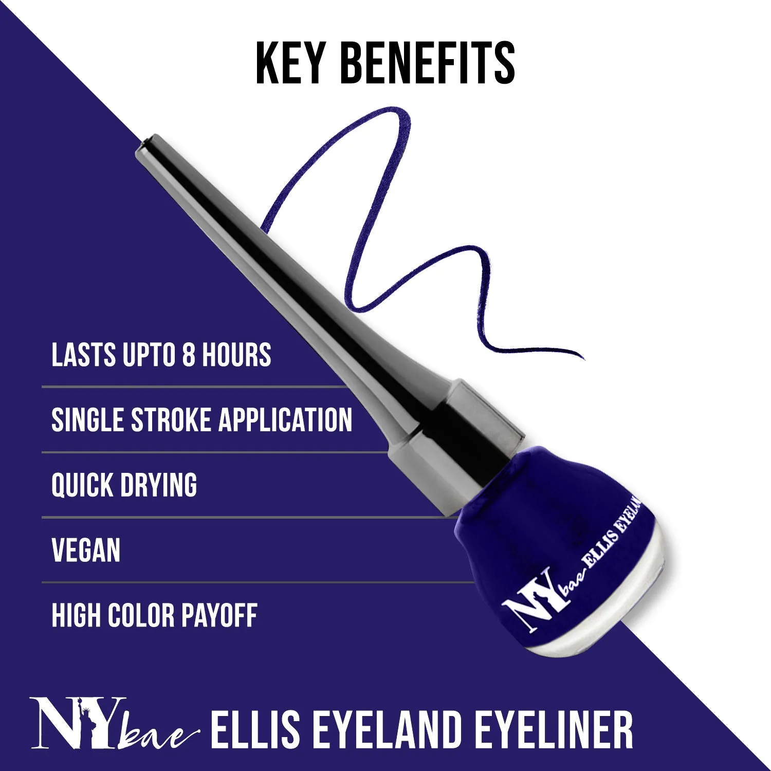 NY Bae Ellis Eyeland| Liquid eyeliner| Glossy | Waterproof - Blue Lagoon (6 ml)