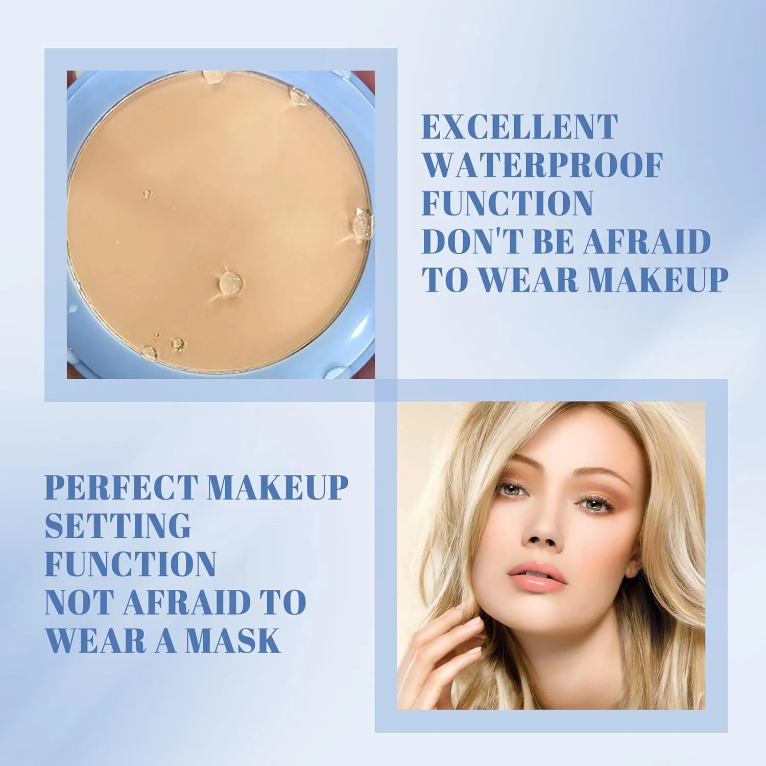 Oil Control Face Pressed Powder,Lightweight Setting Powders Foundation,Brighten Skin Color and Lasting Waterproof (PURE BEIGE, powder)