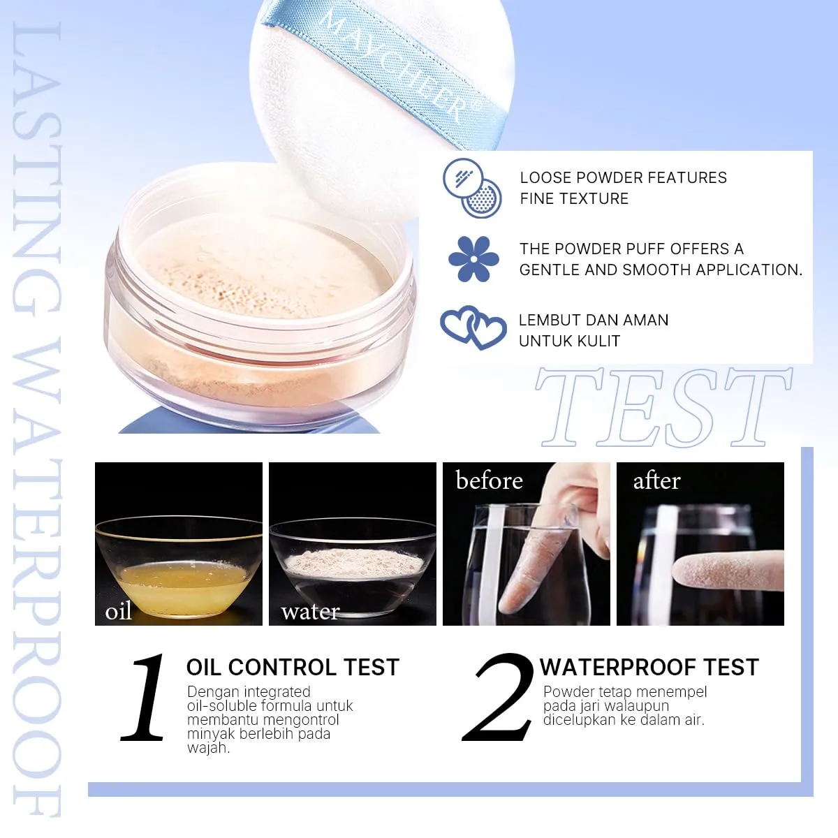 Oil-Control Setting Powder - Waterproof, Sweatproof & Pore-Blurring Matte Finish (02#, 7g)