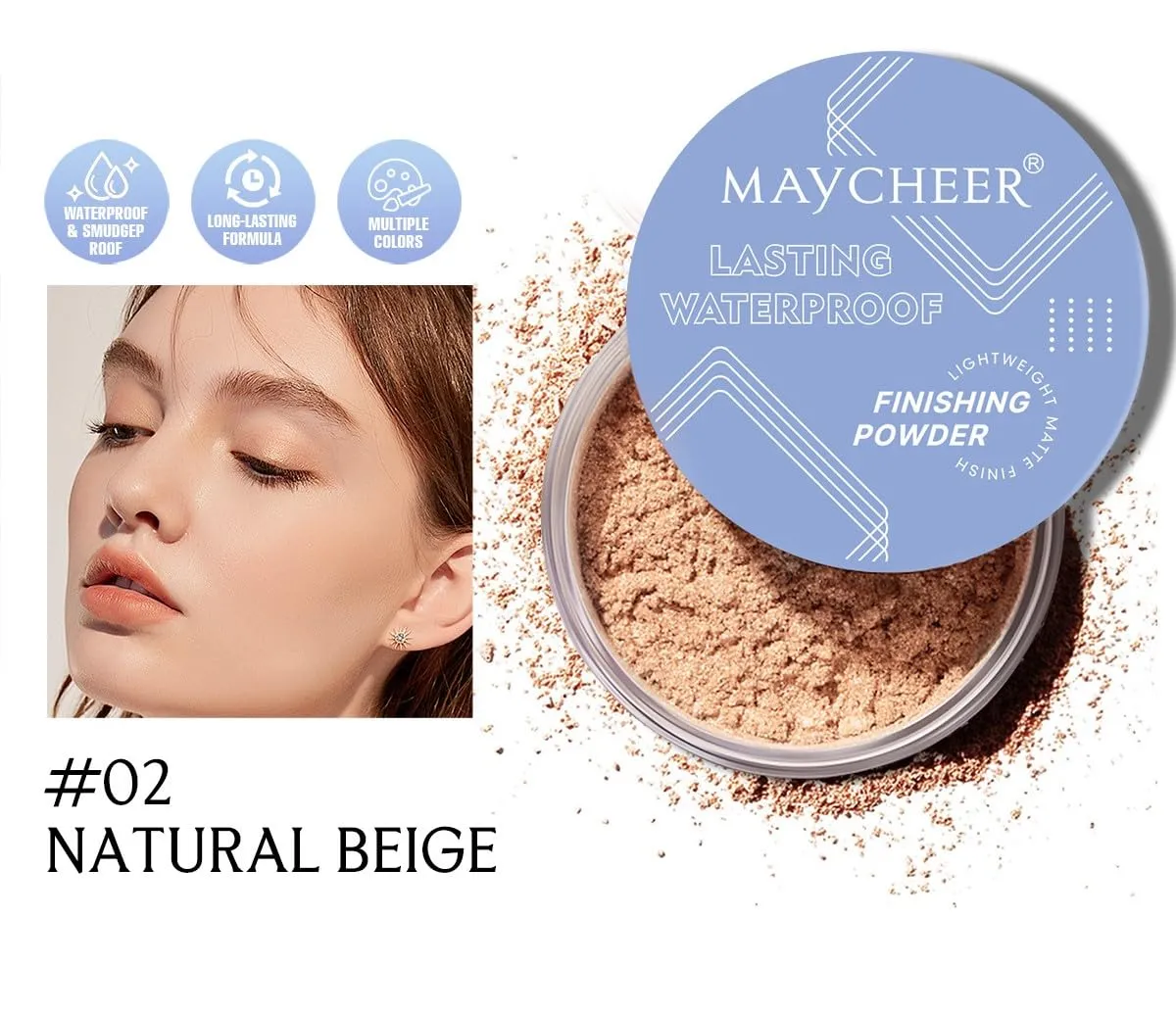Oil-Control Setting Powder - Waterproof, Sweatproof & Pore-Blurring Matte Finish (02#, 7g)